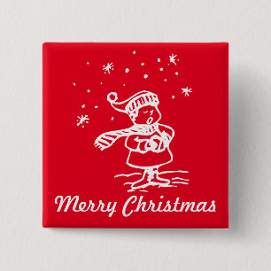 Vintage Winter Wonderland Christmas Carol 2 Inch Square Button
