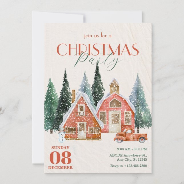 Vintage winter wonderland christmas invitation (Front)