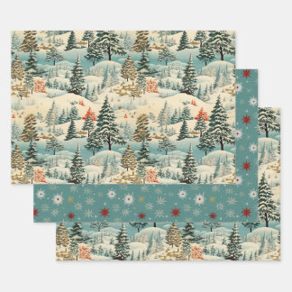 Vintage Winter's Haven Snowy Landscape Wrapping Paper Sheet