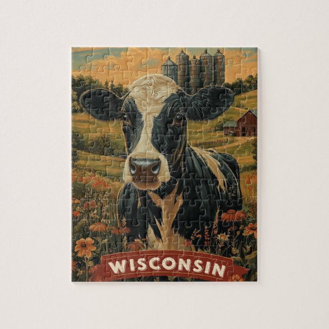 Vintage Wisconsin Patriotic Spirit  Jigsaw Puzzle (Vertical)