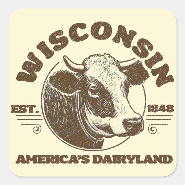Vintage Wisconsin Square Sticker (Front)