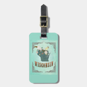 Vintage Wisconsin State Map – Turquoise Blue Luggage Tag