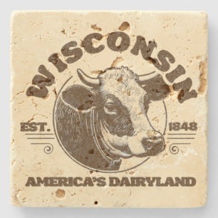 Vintage Wisconsin Stone Coaster