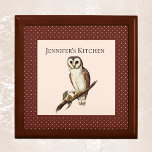 Vintage Wise Owl 2 with Brown and Cream Polka Dots Gift Box<br><div class="desc">There's no doubt "Whooooo's" kitchen is whose with this vintage owl artwork, surrounded by a border of cream on brown tiny polka dots. Your or your recipient's monogram, and/or a slogan like "Jennifer's Kitchen" or "Nana's Kitchen" or "Whoooever' Kitchen" is printed at the top. This design is part of a...</div>