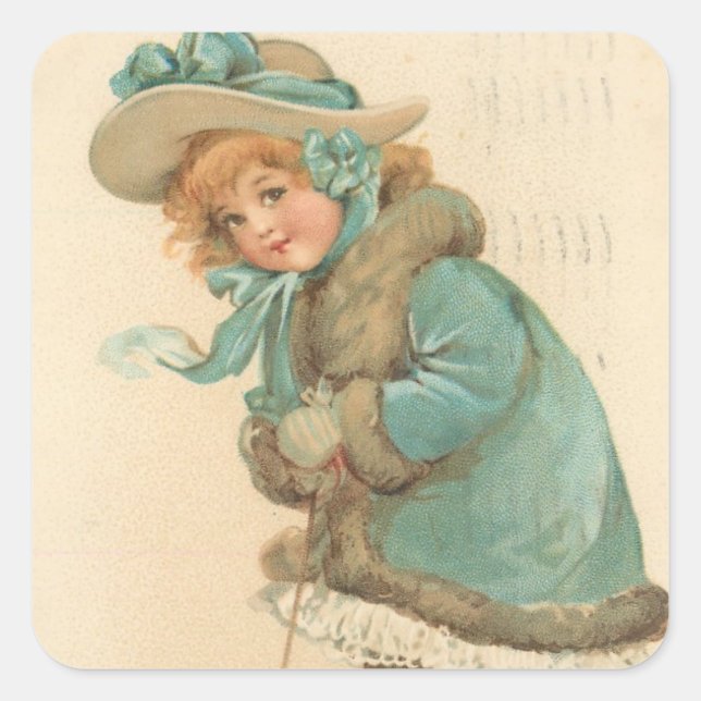 Vintage Wishing You a Merry Christmas Square Sticker (Front)