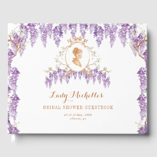 Vintage Wisteria Floral Regency Bridal Shower Guest Book