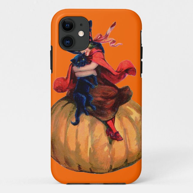 Vintage Witch and Black Cat iPhone Case (Back)