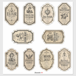 Vintage Witch Apothecary Potion Label Sticker Set