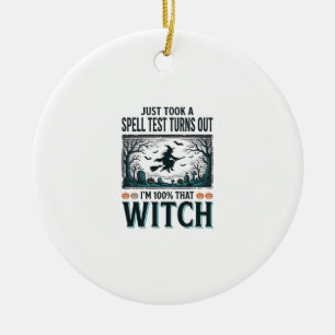 Vintage Witch DNA Humour Halloween Vector Design_1 Ceramic Ornament