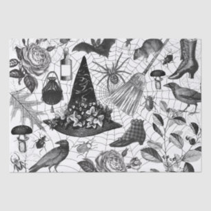Vintage Witch Floral Halloween Ephemera Tissue Paper