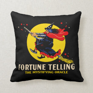 Vintage Witch Fortune Telling - Mystifying Oracle Throw Pillow
