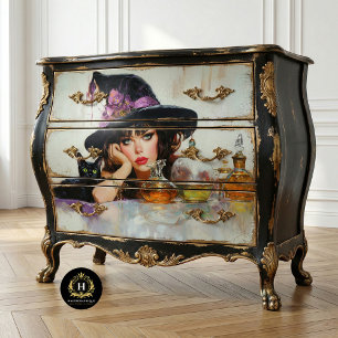 Vintage Witch Halloween Decoupage  Tissue Paper