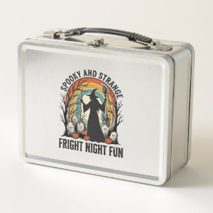 Vintage Witch Halloween Graveyard Silhouette Art_1 Metal Lunch Box