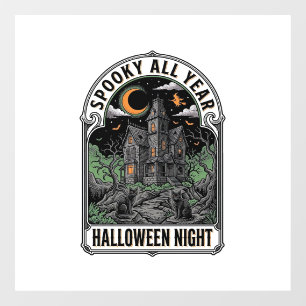Vintage Witch Halloween Haunted House Shirt_1 Window Cling