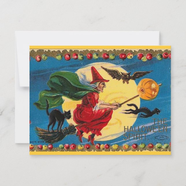 Vintage Witch Halloween Invitation (Front)