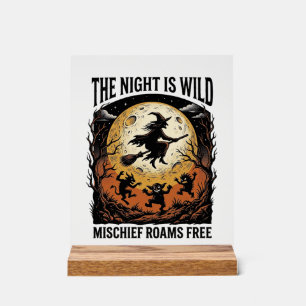 Vintage Witch Halloween Moonlit Mischief Graphic_1 Acrylic Sign