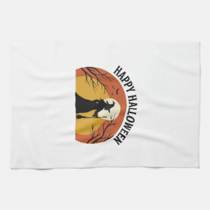 Vintage Witch Happy Halloween Shirt Design_1 Kitchen Towel