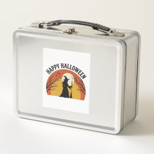 Vintage Witch Happy Halloween Shirt Design_1 Metal Lunch Box