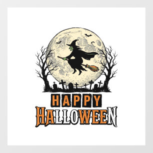 Vintage Witch Happy Halloween Vector Design_1 Window Cling