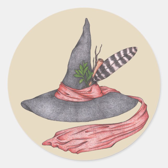 Vintage Witch Hat Classic Round Sticker (Front)