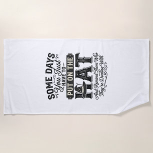 Vintage Witch Hat Funny Halloween Typography Desig Beach Towel
