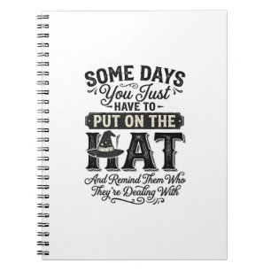 Vintage Witch Hat Funny Halloween Typography Desig Notebook
