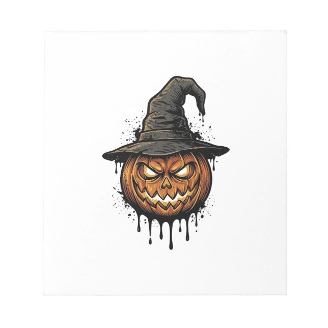 Vintage Witch Hat Pumpkin Halloween Graphic_1 Notepad (Front)