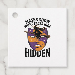 Vintage Witch Mask Halloween Face Illusion Art_1 Favour Tags