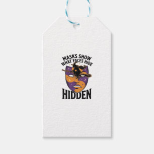 Vintage Witch Mask Halloween Face Illusion Art_1 Gift Tags