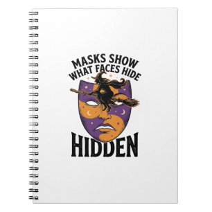Vintage Witch Mask Halloween Face Illusion Art_1 Notebook