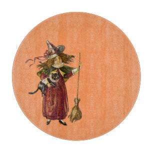 Vintage Witch Orange Cutting Board