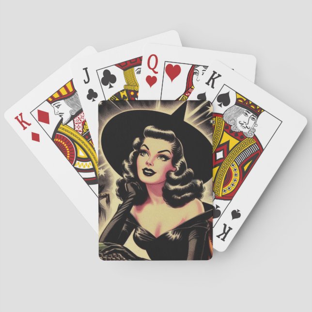 Vintage Witch Pin Up Playing Cards (Back)