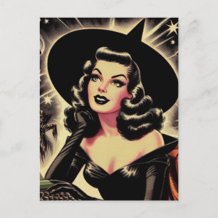 Vintage Witch Pin Up Postcard