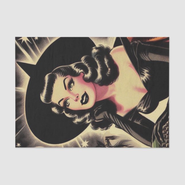 Vintage Witch Pin Up Tissue Paper (Front)