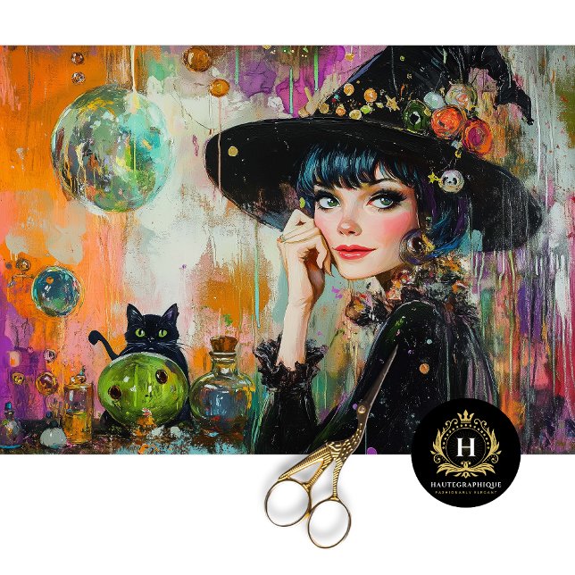 Vintage Witch & Potion Bottles Halloween Decoupage Tissue Paper (Creator Uploaded)