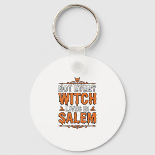 Vintage Witch Salem Halloween Typography Design_1 Keychain