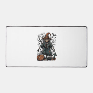 Vintage Witch Scarecrow Halloween Pumpkin Shirt De Desk Mat