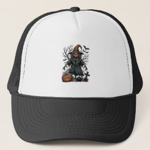 Vintage Witch Scarecrow Halloween Pumpkin Shirt De Trucker Hat