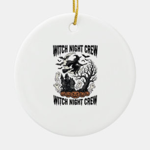 Vintage Witch Shirt Halloween Coven Night Graphic_ Ceramic Ornament
