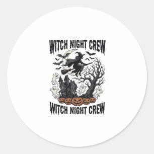 Vintage Witch Shirt Halloween Coven Night Graphic_ Classic Round Sticker