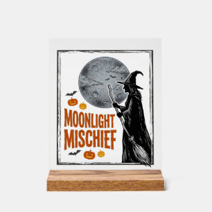 Vintage Witch Shirt Halloween Moon Silhouette_1 Acrylic Sign