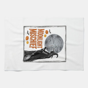 Vintage Witch Shirt Halloween Moon Silhouette_1 Kitchen Towel