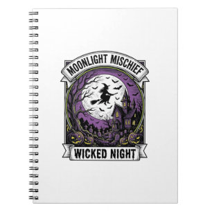 Vintage Witch Shirt Moonlit Haunted Halloween Art_ Notebook