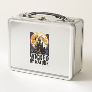 Vintage Witch Shirt Spooky Haunted Castle Hallowee Metal Lunch Box