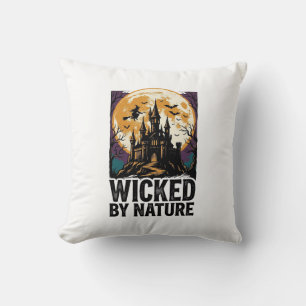 Vintage Witch Shirt Spooky Haunted Castle Hallowee Throw Pillow