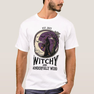 Vintage Witch Shirt With Spooky Moon Halloween Art