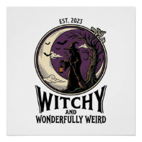 Vintage Witch Shirt With Spooky Moon Halloween Art