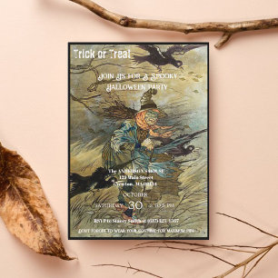 Vintage Witch Spooky Halloween Party Invitation