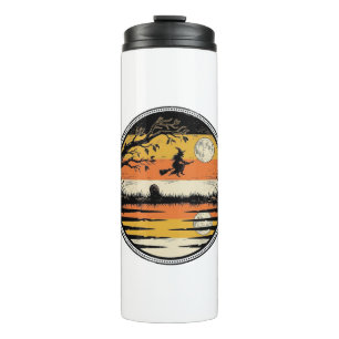 Vintage Witch Sunset Halloween Vector Design_1 Thermal Tumbler