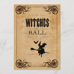 Vintage Witches Ball 80th Birthday Double Sided Invitation